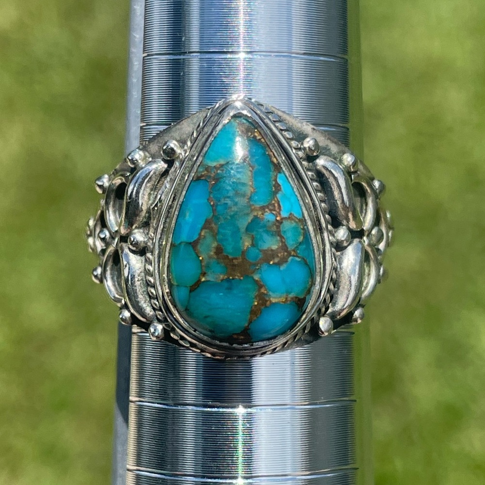 Turquoise 925 Sterling Silver Ring Size 8.5